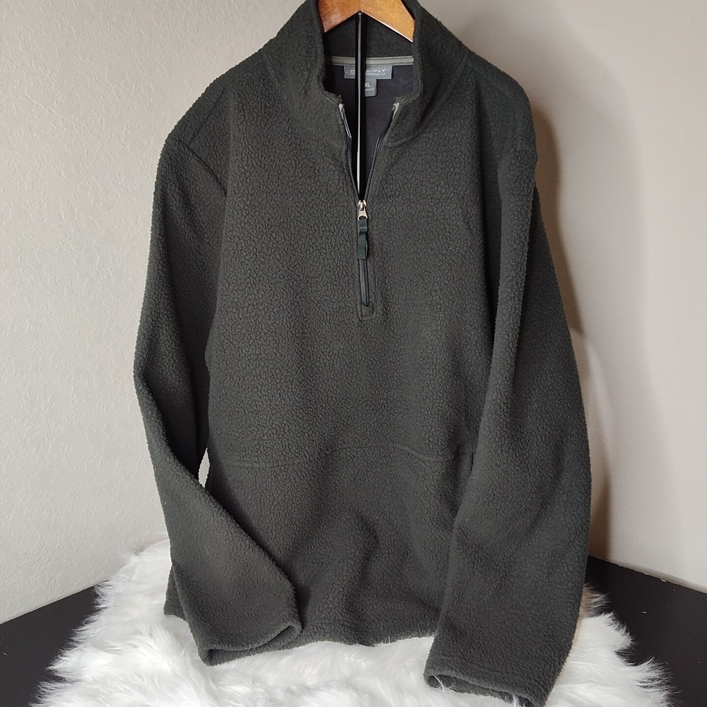 Free‎ Fly Gray Sherpa Fleece Jacket Size XL Bamboo Half Zip Pockets